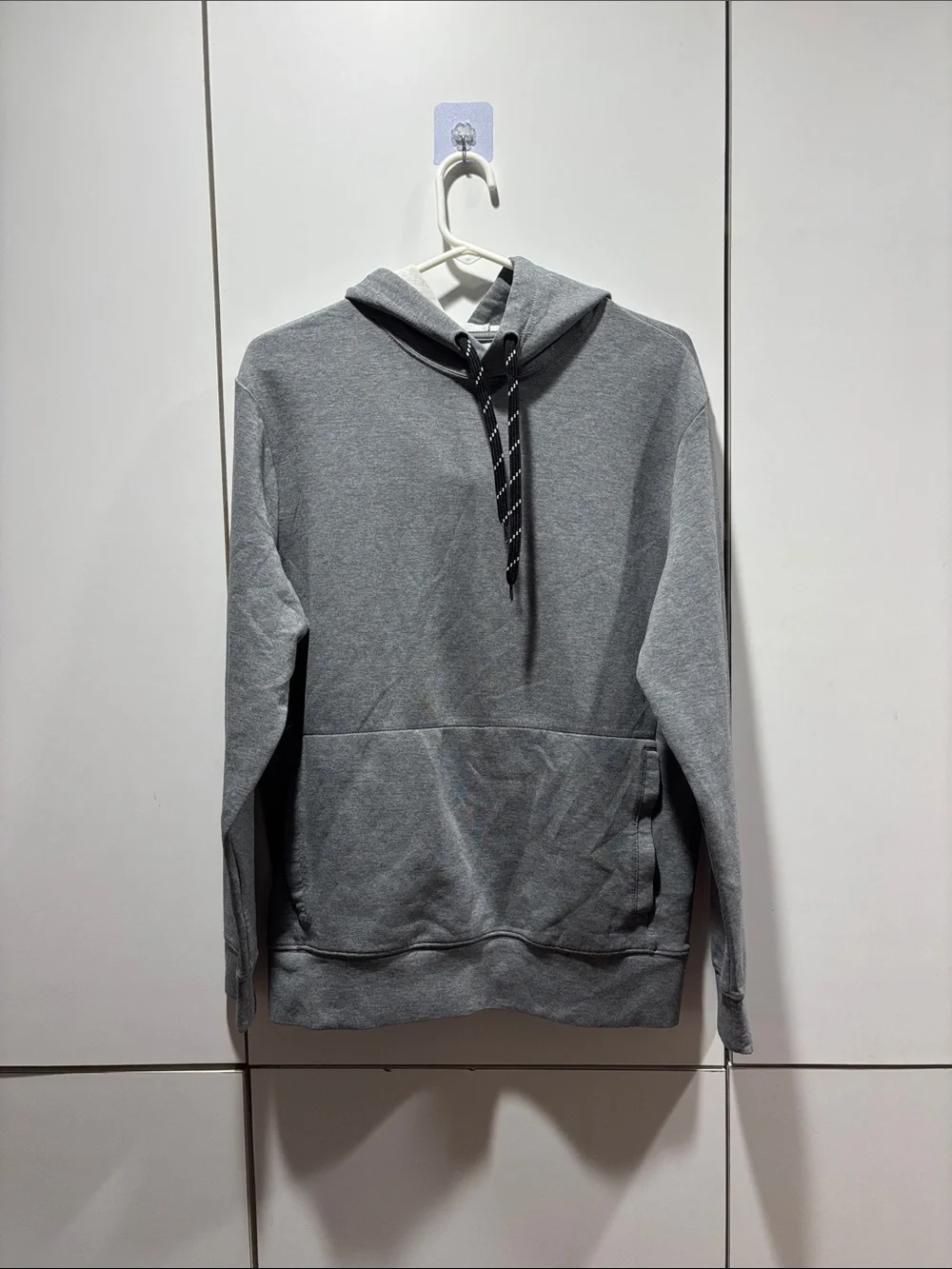 GAP Gray Hooded Sweatshirt with Black Contrast Drawstring